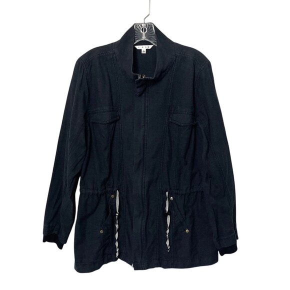 Cabi Women's Faded Black Utility Jacket Size L Cotton Zipper Front Long Sleeves - Picture 8 of 8